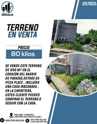 Terreno con una casa inacabada en el corazon del de paraíso